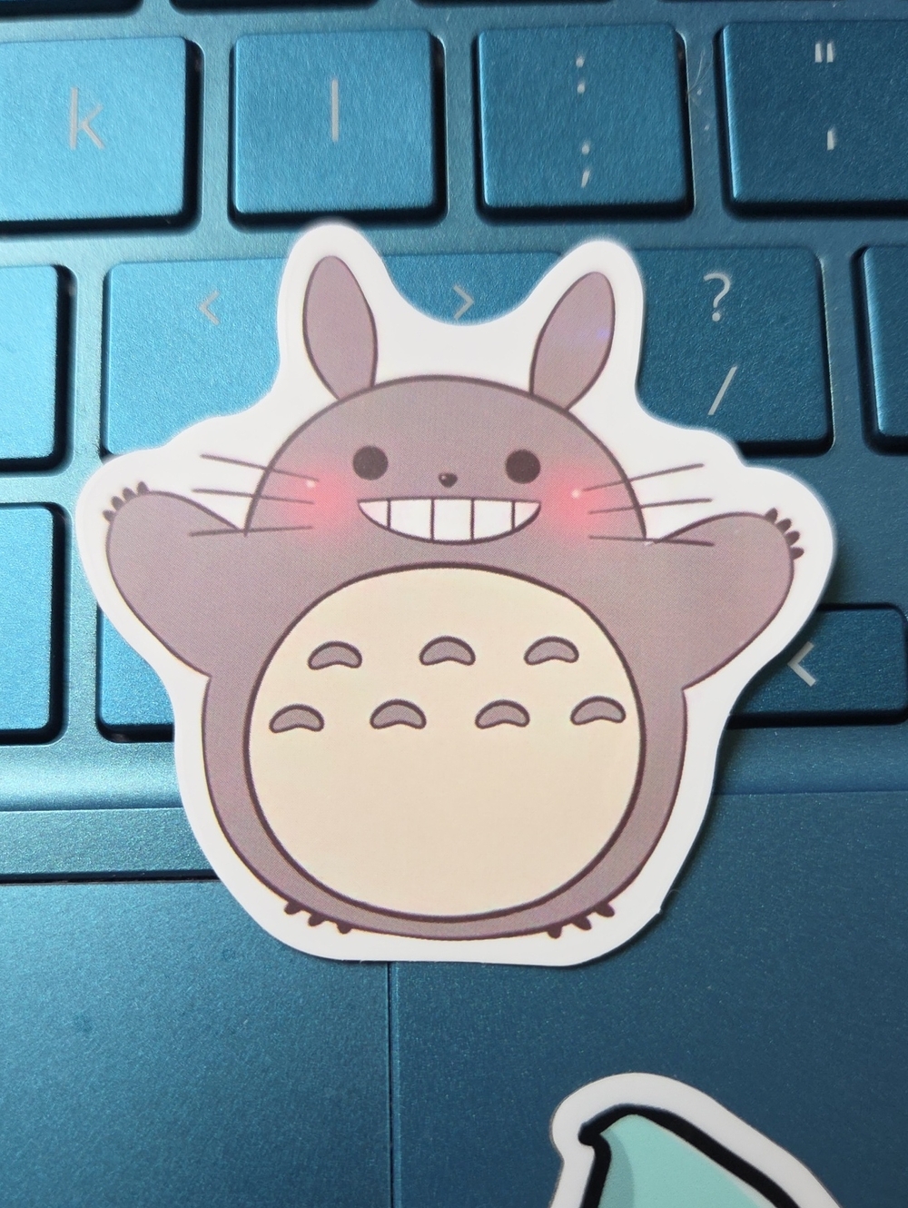 Cute Gray & Cream Cartoon Character Sticker for Women Accessories